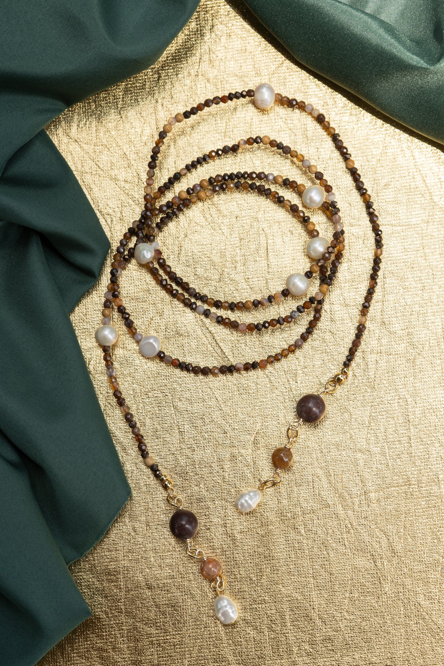 COLLAR ROPE CON PERLAS Y ÁGATAS