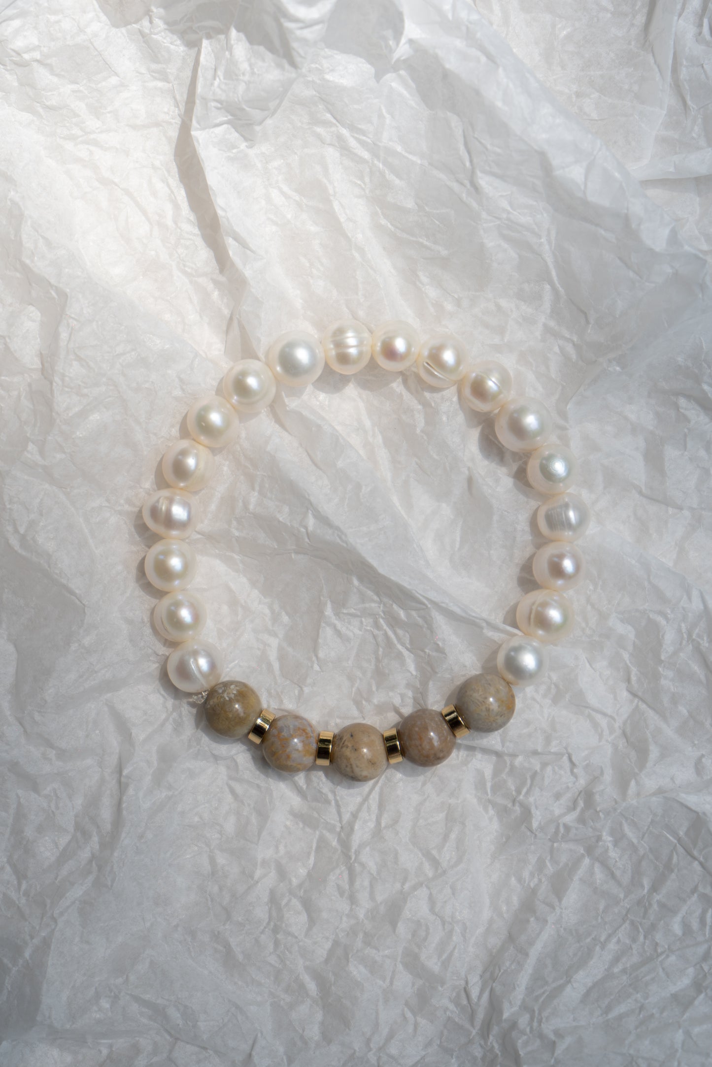 Pulsera Perlas Beige