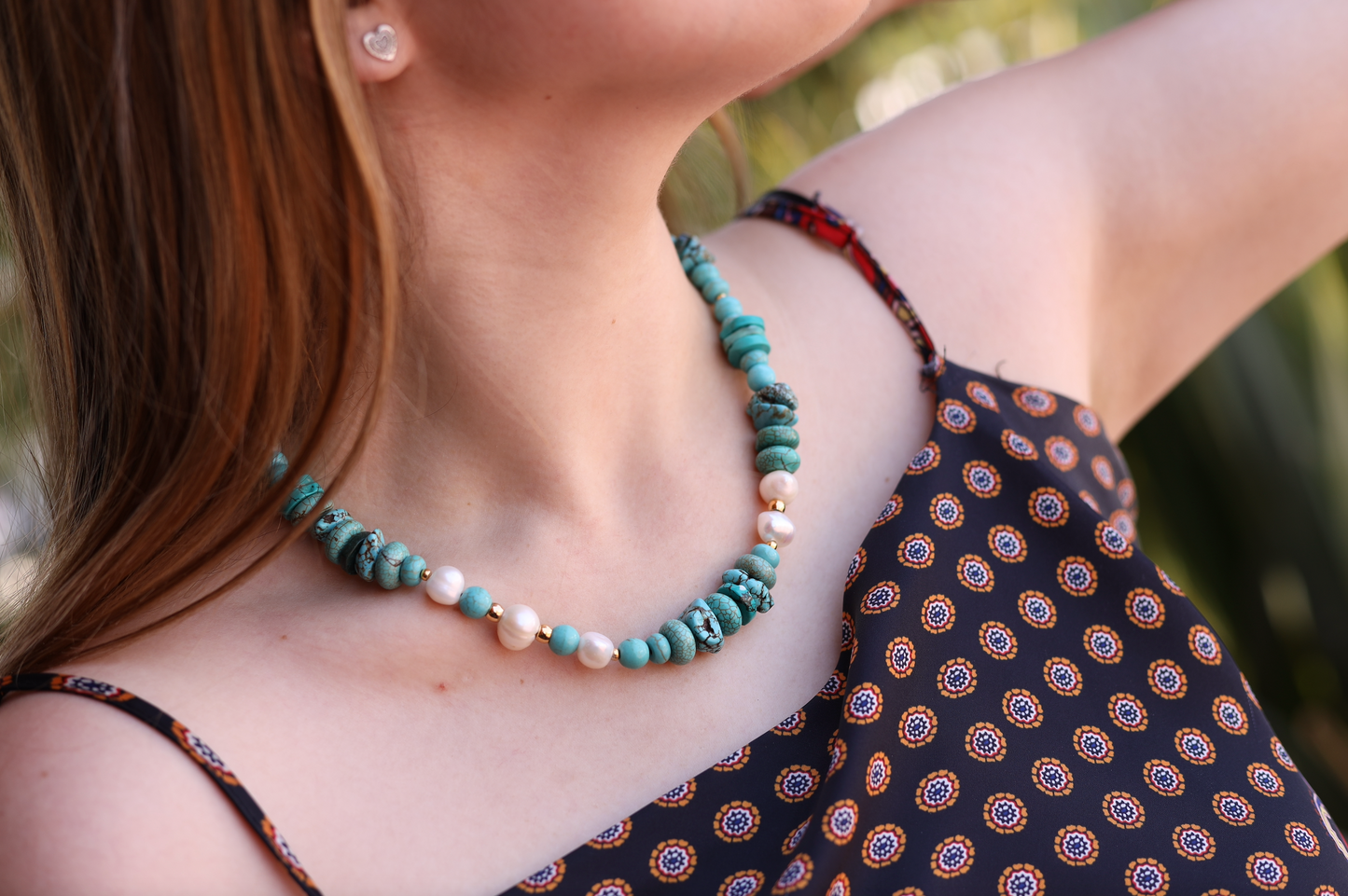 Collar Turquesa con Perlas