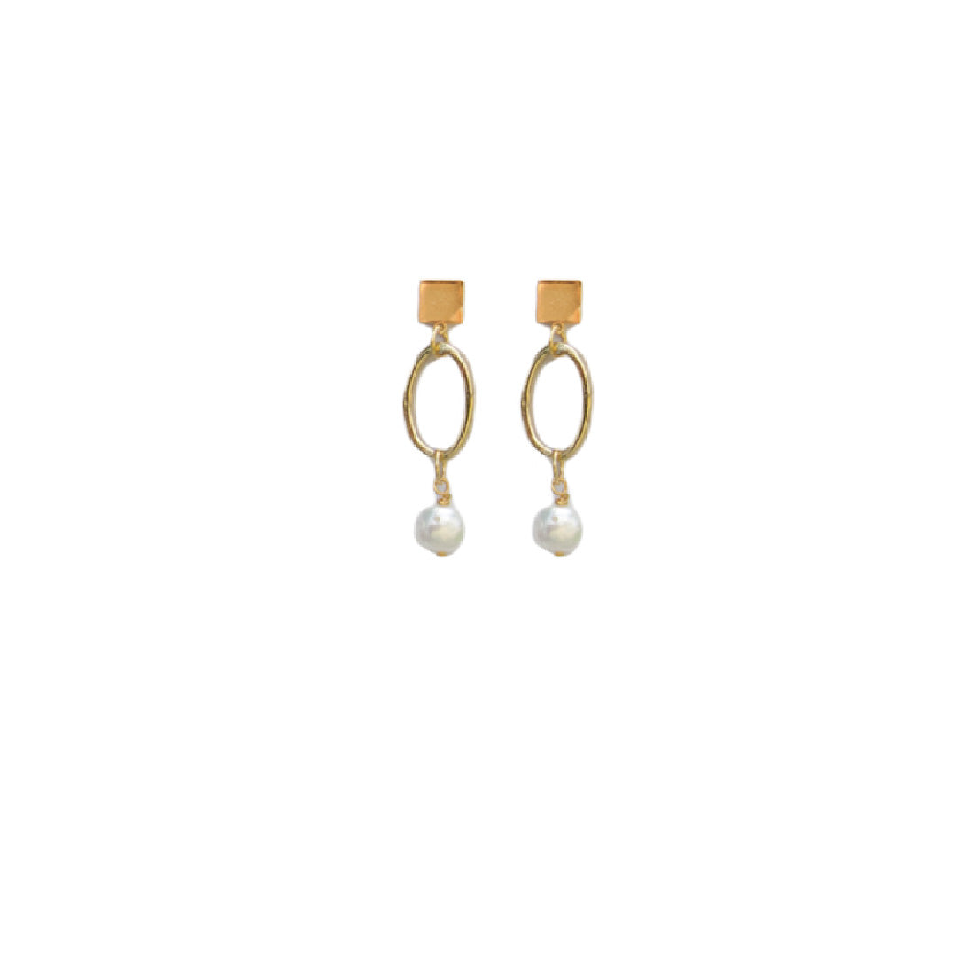 Aretes Chunky Oval c/perla